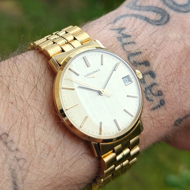 Longines mécanique cadran tissé lin