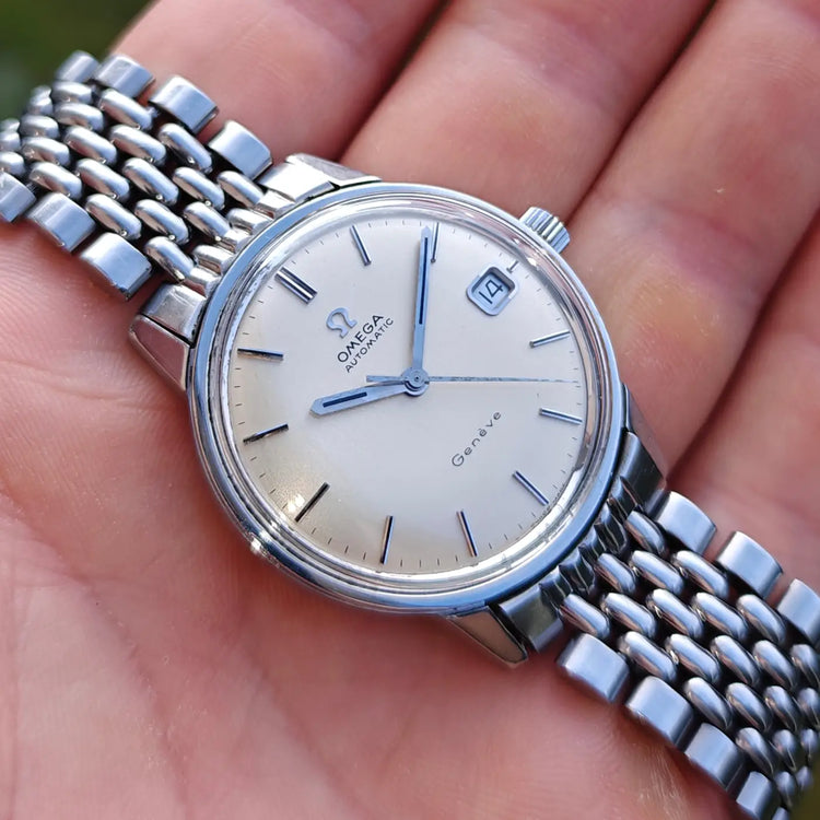 Omega Genève komplett aus Edelstahl, Original 166.070 — Archivfoto 9/12