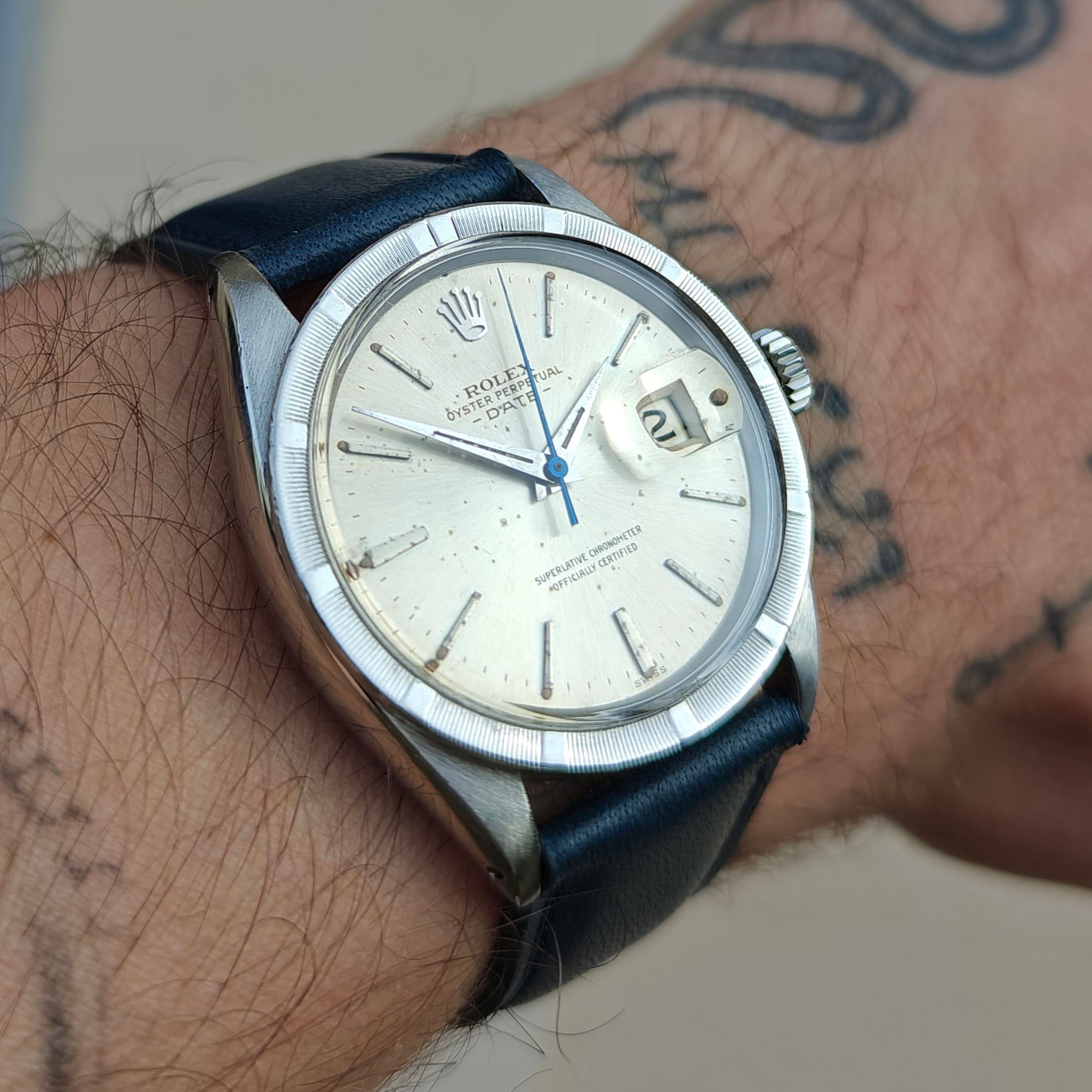 Montre Automatique Vintage Romox S-P - Années 1970, Mouvement Automatique, Cadran Argenté, Bracelet Cuir Marron
